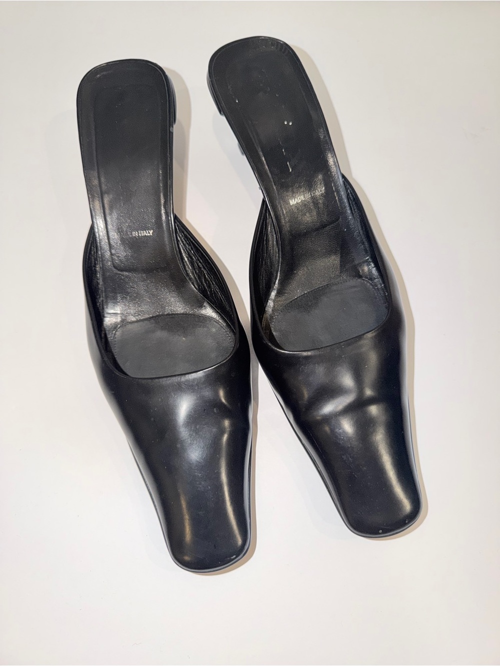 Vintage Prada Black Leather Women's Slip-On Mules